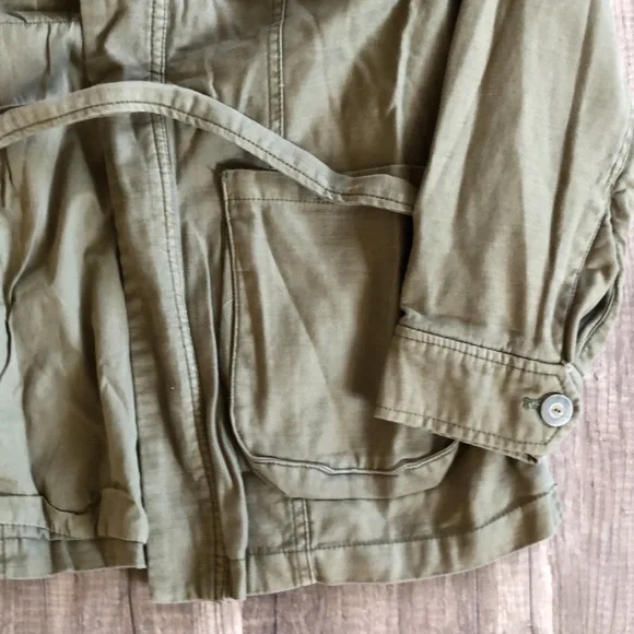Free People In Our Nature Military Green Wrap Cargo Jacket M - Picture 4 of 14
